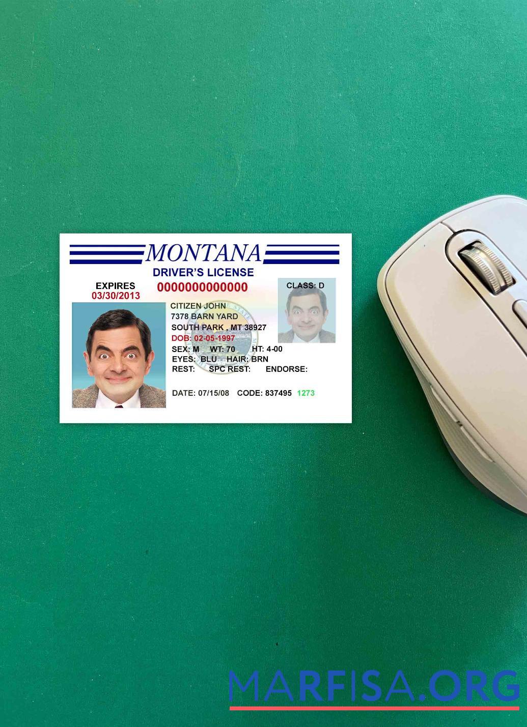 Downloadable USA Montana driving license version 3 photolook sample